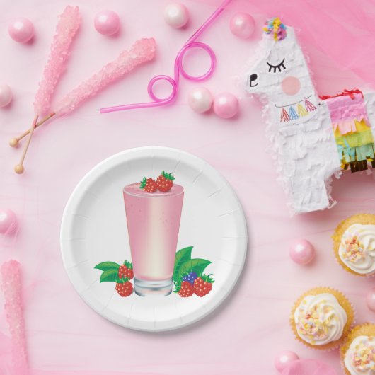 Assiettes En Carton Rafraîchir Berry Smoothie Boisson Rose (Fête)