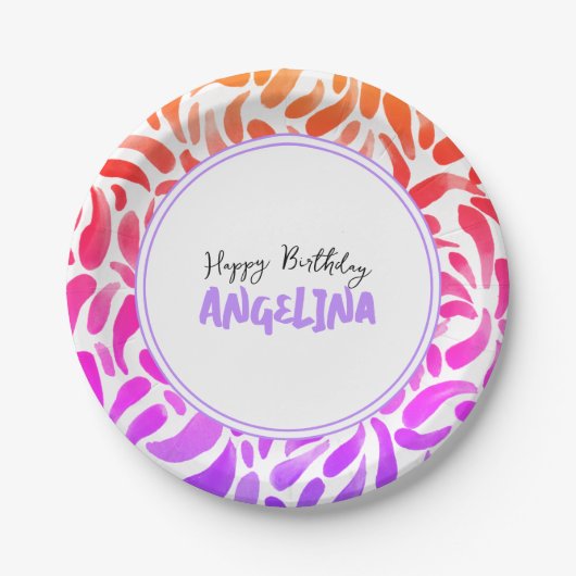 Assiettes En Carton Rainbow Art Paint Party Fille Anniversaire (Devant)