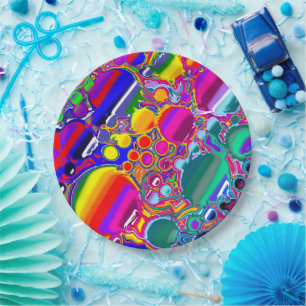 Assiettes En Carton Rainbow Blast Art Abstrait