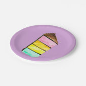 Assiettes En Carton Rainbow Cake watercolor (Angle)