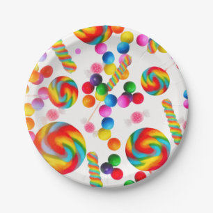 Assiettes En Carton Rainbow Candy Sweet fête d'anniversaire Candyland