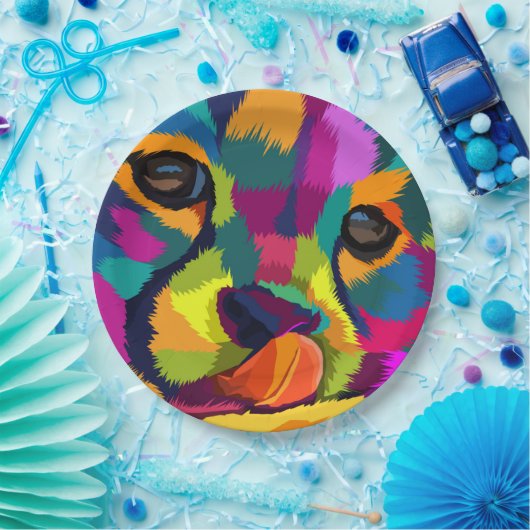 Assiettes En Carton Rainbow Cheetah (Fête)