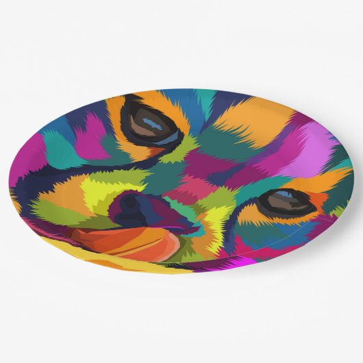 Assiettes En Carton Rainbow Cheetah (Angle)