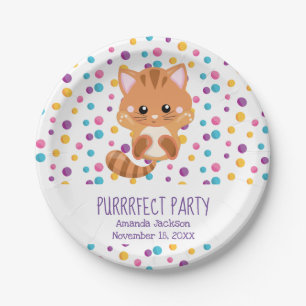 Assiettes En Carton Rainbow Confetti Cute Cat Puurfect Anniversaire