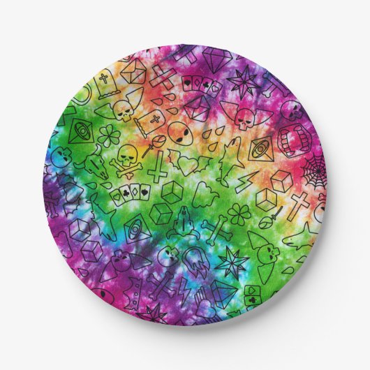 Assiettes En Carton Rainbow Doodle (Devant)