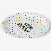 Assiettes En Carton Rainbow Dots motif fête d'anniversaire (Angle)