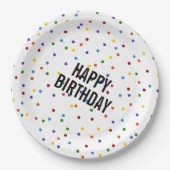Assiettes En Carton Rainbow Dots motif fête d'anniversaire (Devant)