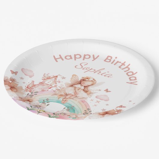Assiettes En Carton Rainbow Fairy Girl Magic Teapot Anniversaire (Angle)