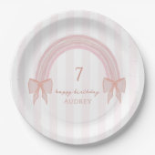 Assiettes En Carton Rainbow Fancy Rose Bows Coquette Anniversaire (Devant)