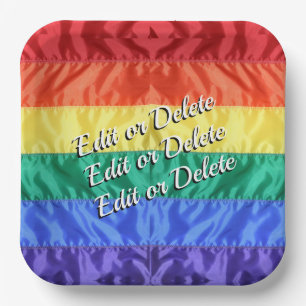 Assiettes En Carton Rainbow Flag Gay pride LGBT LGBTQ+ texte personnal