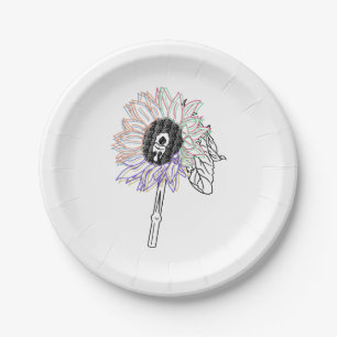 Assiettes En Carton Rainbow Flower Funky Art