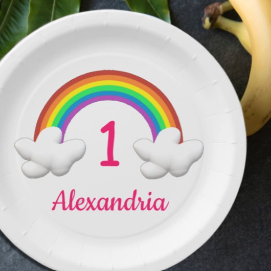 Assiettes En Carton Rainbow Girl N'importe quel âge Anniversaire