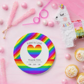 Assiettes En Carton Rainbow Heart Love is Love Mariage (Fête)