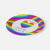 Assiettes En Carton Rainbow Heart Love is Love Mariage (Angle)