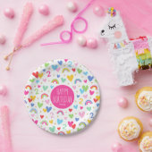 Assiettes En Carton Rainbow Hearts 2e fête d'anniversaire Nom personna (Fête)