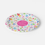 Assiettes En Carton Rainbow Hearts 2e fête d'anniversaire Nom personna (Angle)