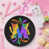 Assiettes En Carton Rainbow Letter M Monogram Abstract (Fête)