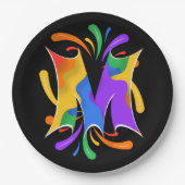 Assiettes En Carton Rainbow Letter M Monogram Abstract (Devant)
