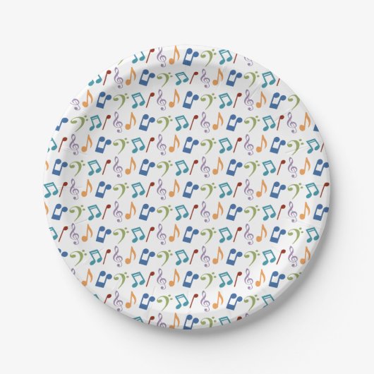 Assiettes En Carton Rainbow Music Notes (White) Party (Devant)