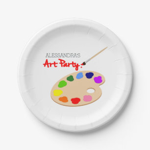 Assiettes En Carton Rainbow Paint Palette Art Anniversaire