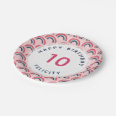 Assiettes En Carton Rainbow Party Nom personnalisé Age rose bleu (Angle)