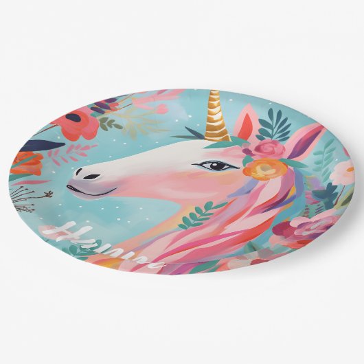 Assiettes En Carton Rainbow Pastel Dream Unicorn (Angle)