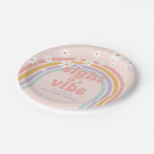 Assiettes En Carton Rainbow Pastel Eight est un Vibe 8e anniversaire (Angle)