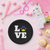 Assiettes En Carton Rainbow paw (Fête)