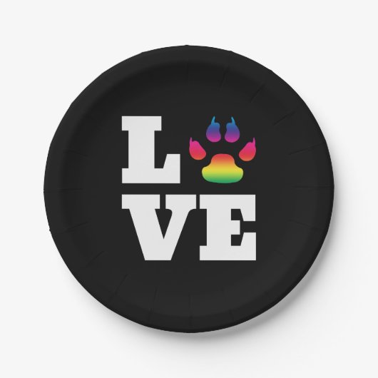 Assiettes En Carton Rainbow paw (Devant)