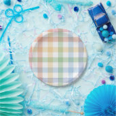 Assiettes En Carton Rainbow plaid mignon pastel simple en vichy (Fête)