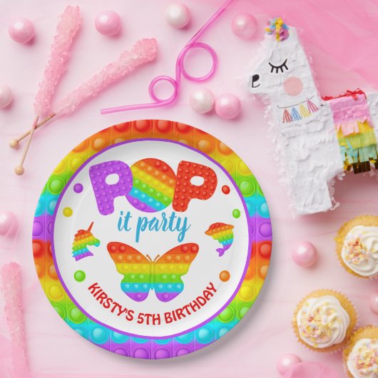 Assiettes En Carton Rainbow Pop It Fidget Toy Anniversaire (Fête)
