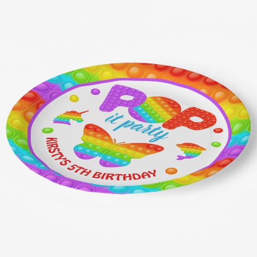 Assiettes En Carton Rainbow Pop It Fidget Toy Anniversaire (Angle)