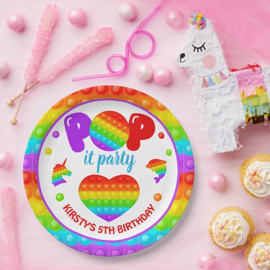 Assiettes En Carton Rainbow Pop It Fidget Toy Anniversaire (Fête)