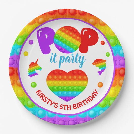 Assiettes En Carton Rainbow Pop It Fidget Toy Anniversaire (Devant)