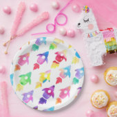 Assiettes En Carton Rainbow Rocket Ship Exterspace Anniversaire (Fête)
