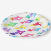 Assiettes En Carton Rainbow Rocket Ship Exterspace Anniversaire (Angle)