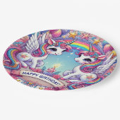 Assiettes En Carton Rainbow Royalty Unicorns (Angle)