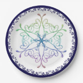 Assiettes En Carton Rainbow Snowflake Blue Trier Holiday (Devant)