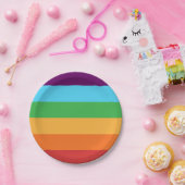 Assiettes En Carton Rainbow Stripes amusant Bright Candy fête d'annive (Fête)