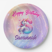 Assiettes En Carton Rainbow Unicorn 6e anniversaire (Devant)