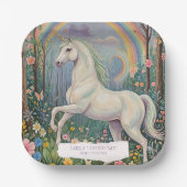 Assiettes En Carton Rainbow Unicorn Anniversaire (Recto)