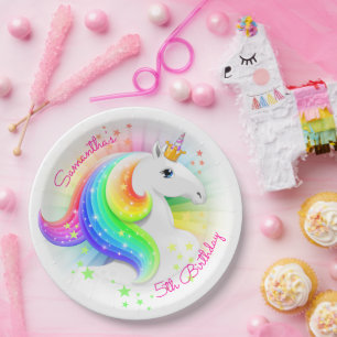 Assiettes En Carton Rainbow Unicorn Party
