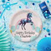 Assiettes En Carton Rainbow Unicorn princesse dégradé fête d'anniversa (Fête)