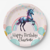 Assiettes En Carton Rainbow Unicorn princesse dégradé fête d'anniversa (Devant)