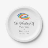 Assiettes En Carton Rainbow Waves Beautiful LGBT Mariage (Devant)