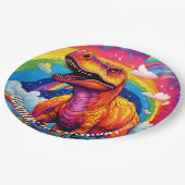 Assiettes En Carton Rainbow Wild Un anniversaire T Rex (Angle)