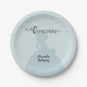Assiettes En Carton Rainy Day Blue Charro Silhouette Quinceanera