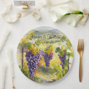 Assiettes En Carton Raisin de vigne rustique Citrons Italie Mariage