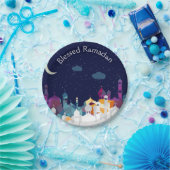 Assiettes En Carton Ramadan Kareem Typographie Texte du Croissant isla (Fête)