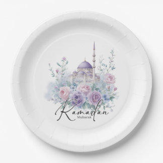 Assiettes En Carton Ramadan Mubarak Floral Islamic Party Decor